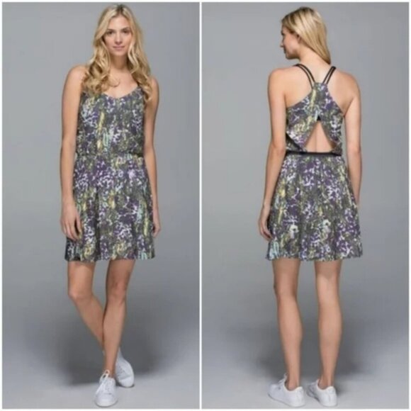 Lululemon City Summer Dress Floral Sport White Multi Size 4 Activewear Tennis - Picture 13 of 13
